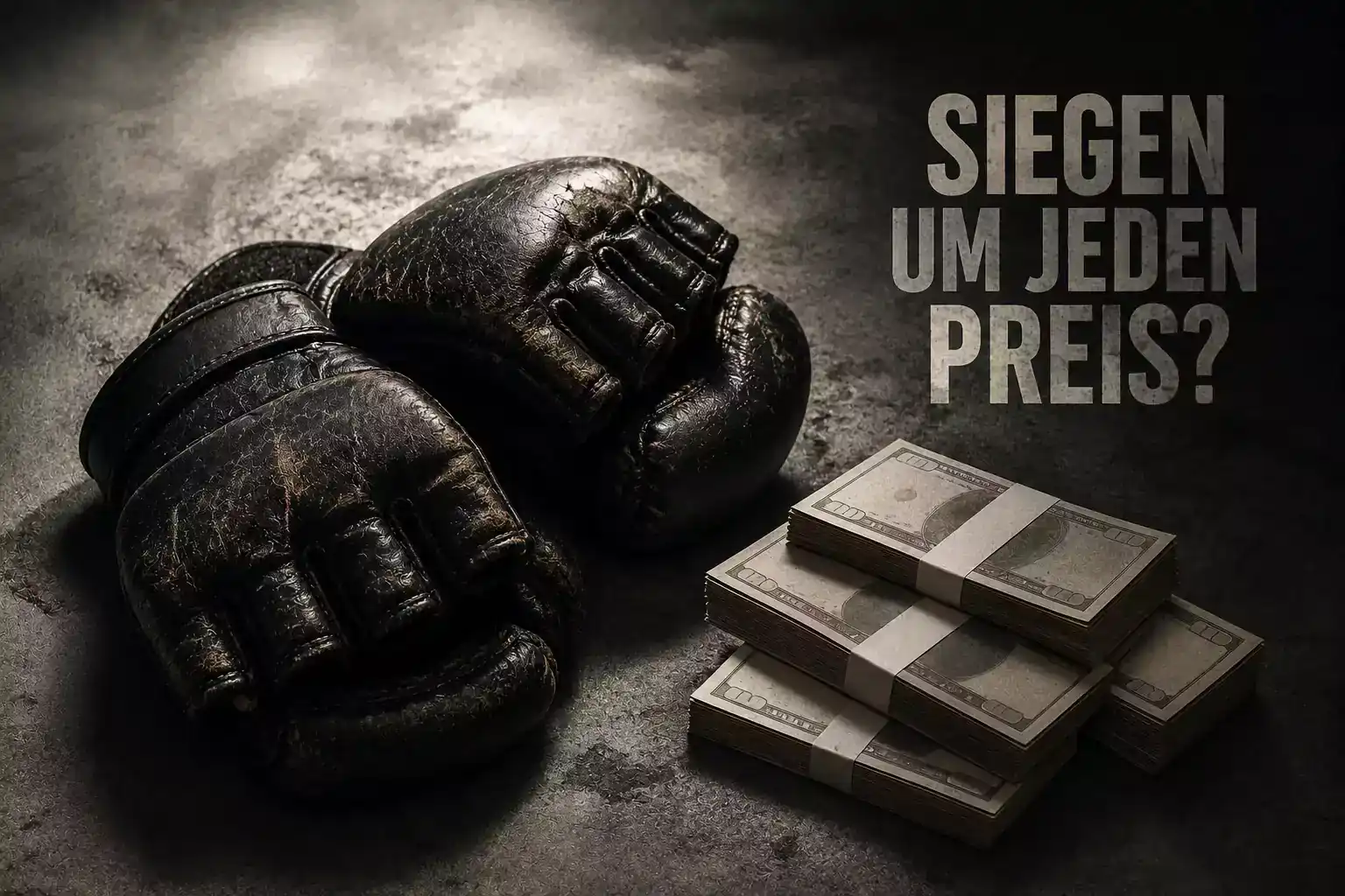 Leere MMA-Handschuhe neben einzelnen Geldscheinen als Symbol für die Gehaltsstruktur im UFC-Wettmarkt